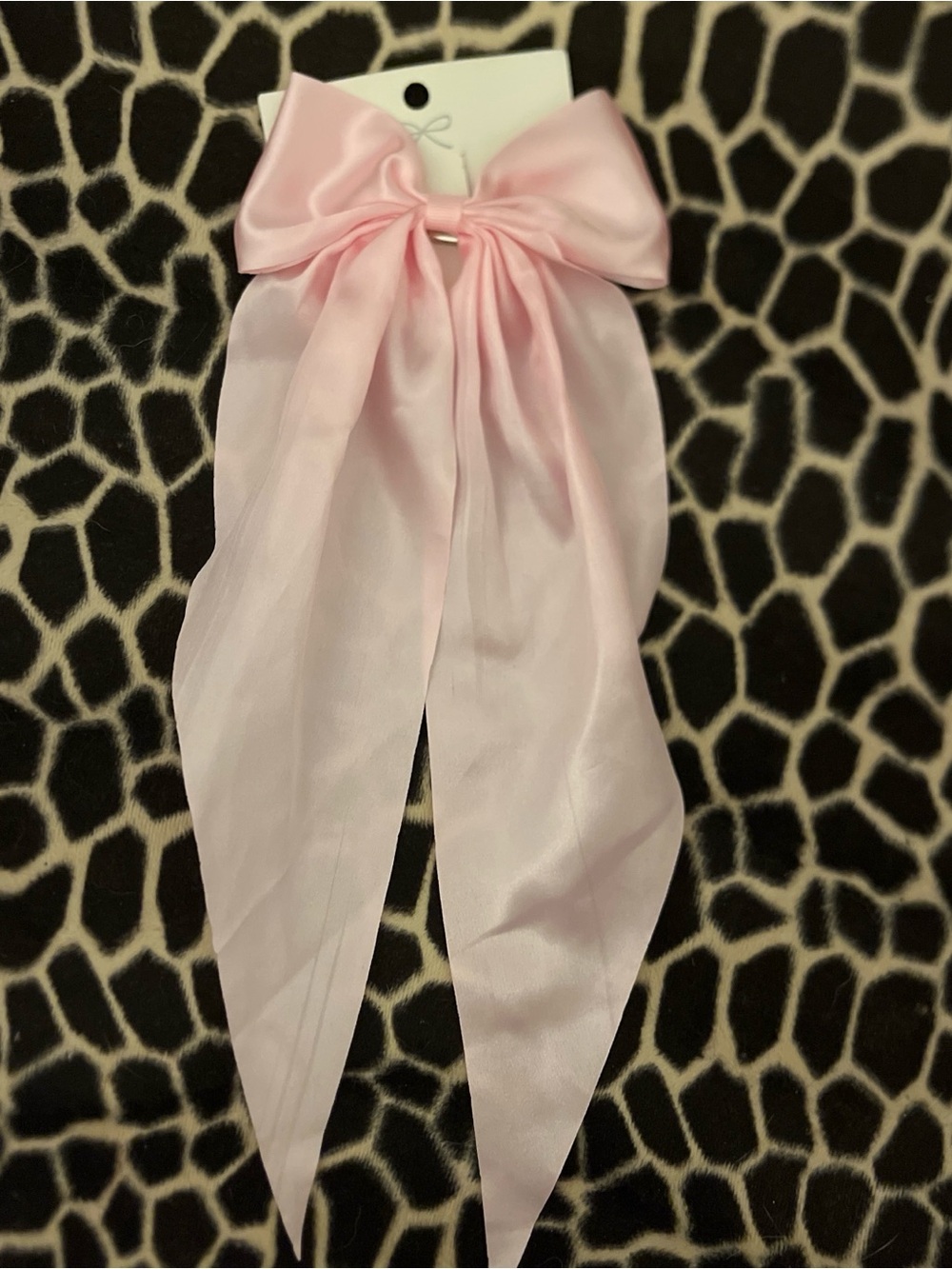 Satin Pink Hair Bow with Long Tails